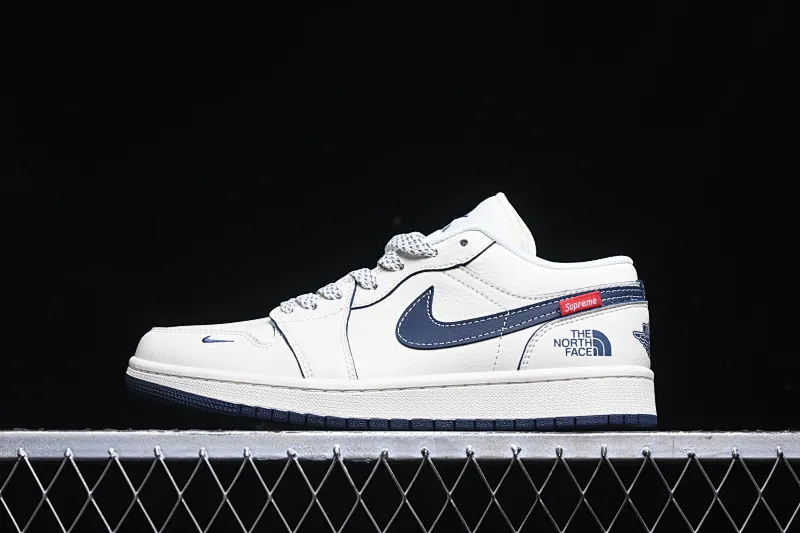 All categories Air Jordan Jordan series basketball shoes Air Jordan 1 Low High-end customized low-top sneakers Air Jordan 1 Low AJ1 Joe 1 Supreme North Face-Milan Blue Red Label High-end customized low-top retro basketball shoes XX3318-188